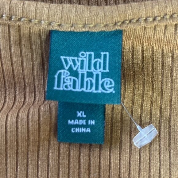 Wild Fable Womens Ribbed Long Sleeve Top XL Brown Rayon Spandex Blend Square Nec - Picture 5 of 6